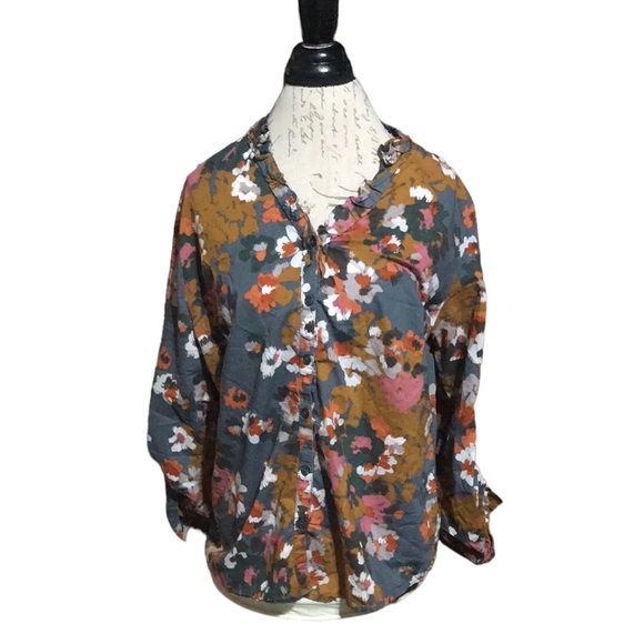 Merona Multicolored V-Neck Button Down Size XL - Picture 1 of 4